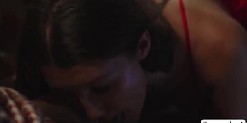 Asian Ts stepmother licks and fucks stepdaughters tight pussy (Maya Woulfe)