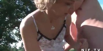 French mature gets rough double teamed outdoor