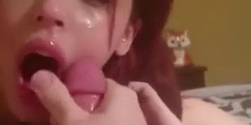 hot teen spit covered face earns cum facial reward