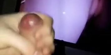 Young cock jerks off to TV on Snapchat