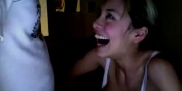 Coed shows off her blowjob skills on livecam