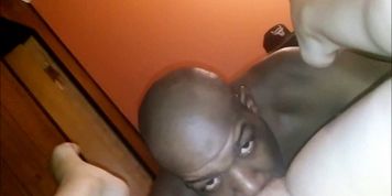 Black guy eating a white pussy
