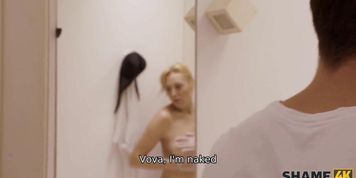 SHAME4K. Boy lets moms sexy gf take a shower at his place