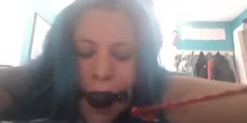 Tattooed slut gagged and fucked