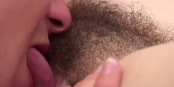 Huge natural hangers with hairy pussy (John Strong)