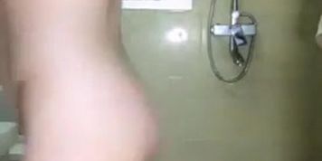 Asian girl fucks dildo
