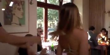 German slut banged in public bar