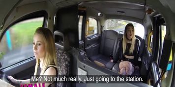 Female Fake Taxi Hot taxi threesome creampie contest with two skinny babes (Carmel Anderson, Rhiannon Ryder)