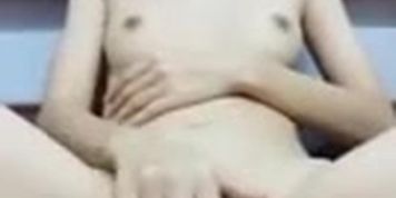 asian girl showing her shaved pussy