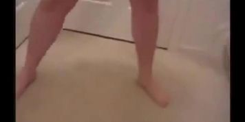 Brunette cutie blows this guys dick dry