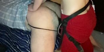 Alt GIrl Pegging Husband Topless From Behind (Strap On)