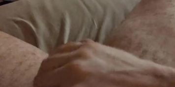 Jerking my robust cock to porn, cumshot on stomach