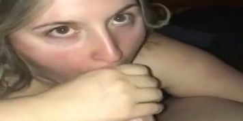 Wife gagging on big dick
