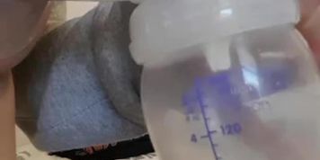 Full breast squirt with milk