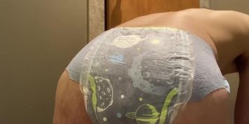 Abdl diaper boy mess in goodnights 