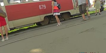 Hot g-string shot of brunette's ass in upskirt video