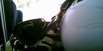 Enormous black melons tits on bus