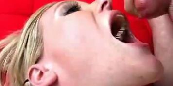 Blonde babe has a knack for licking on some hairy ass and jizz in her mouth