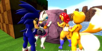 Team Sonic Hentai 3D - Rouge and Sally fucks the double orgy by Sonic and Tails (Rachel Rouge)