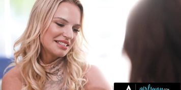 Girlsway - Pretty 18Yo Babysitter Seduces Her Stacked Milf Boss Rachael Cavalli! Rough Pussy Eating