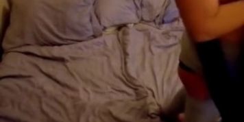 Wife fucks husbands best friend in their bed and films it all