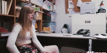 Brunette teen Dolly Leigh steal riding dick office