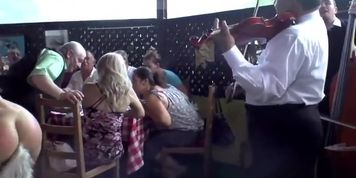 Lesbians fucking in public restaurant