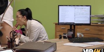 VIP4K. Stranger working in the loan office satisfies girls for sex
