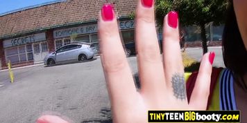 Naughty teen with a big booty and small waist loves to fuck with strangers