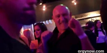 Lovely beauties blow cock and enjoy riding and fuck orgy