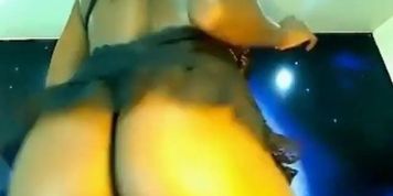 Hot black babe with big tits teasing and seducing on webcam