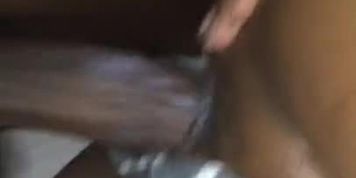 Amateur ebony thot creams on boyfriends cock