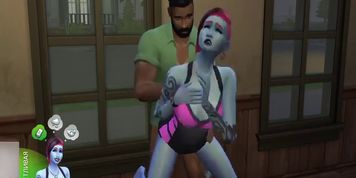 The Sims 4 #1. Vulgar beginning (blue girl with big tits, Wicked Whims Mod, 60fps, walkthrough)