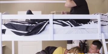 Blonde mom fucks in room with her son