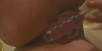 hot girl play with a glass dildo on cam