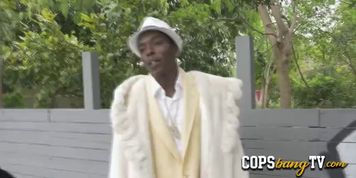 Black dude gets arrested by two horny cops that want to insult him and fucked him hard for fun