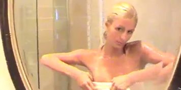 Paris Hilton taking a bath