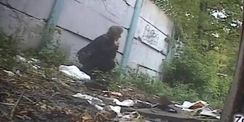 Mature woman peeing outdoors
