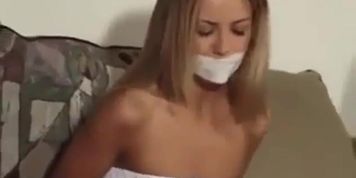 Sexy Blonde Bound Gagged Stripped