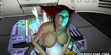 3D cartoon babe sucks cock and gets fucked by an alien