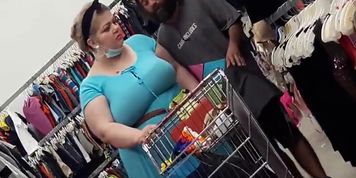 Huge tits BBW and nasty homeless no wearing facemask in the store August 2020