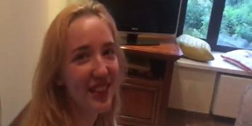 HOTTEST RUSSIAN 18YO GIRL IS DRINKING FROM A VESSEL OF LIQUID