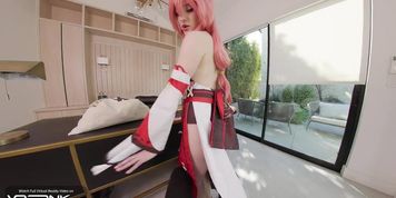 VR Conk Genshin Impact Yae Miko A sexy Teen Cosplay Parody PT2 With Melody Marks In HD Porn