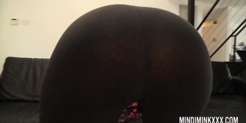 Mindi Mink teasing and licking her toes in yoga pants