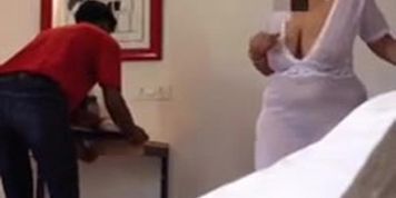 Indian women flashing room service guy