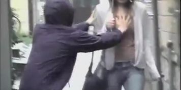 Rainy sharking action with fabulous oriental beauty being totally surprised