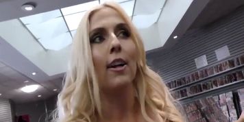 Blonde milf takes hard black pole