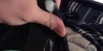 British boy jerks off and busts his load in black boxers while watching porn (THICK LOAD) (BritishAmateur)