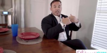 Insatiable Stepsis Ms Faris Sucks Stepbros Cock Under The Table Steals His Cum