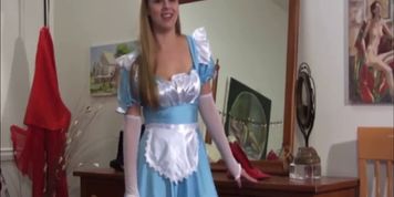 Girl puts on possession shoes that make her dance and orgasm